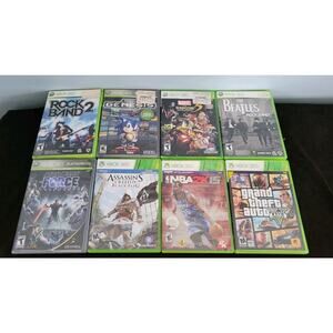 Xbox 360 Game Lot Bundle 8 Games GTA V Assassin’s Creed Black Flag Marvel vs...
